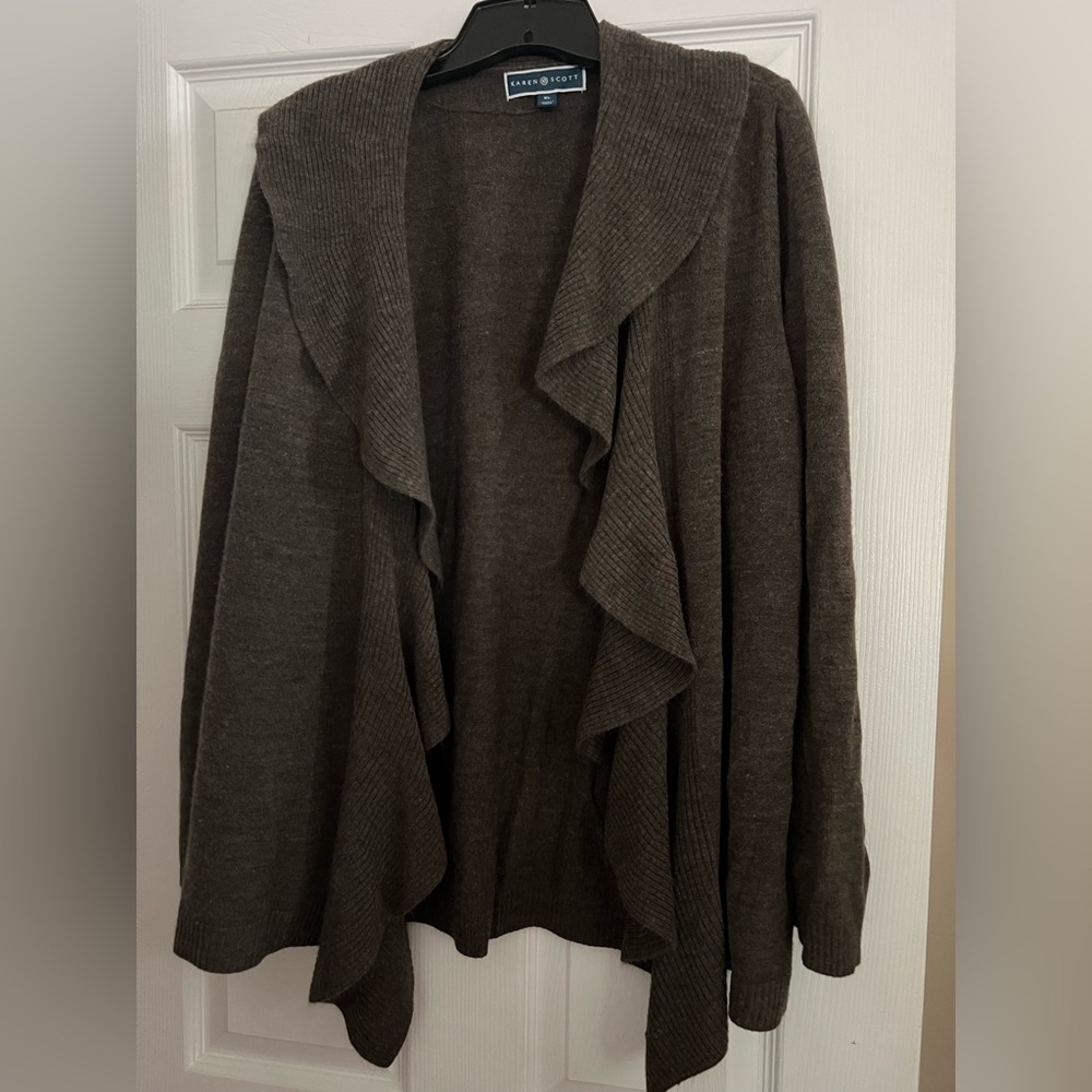 Karen Scott XL Chocolate Knit cardigan sweater